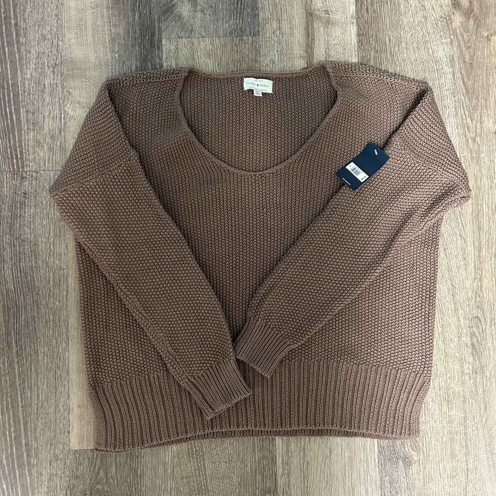 NWT Women’s Lucky Brand Brown Mocha Sweater Small Relaxed